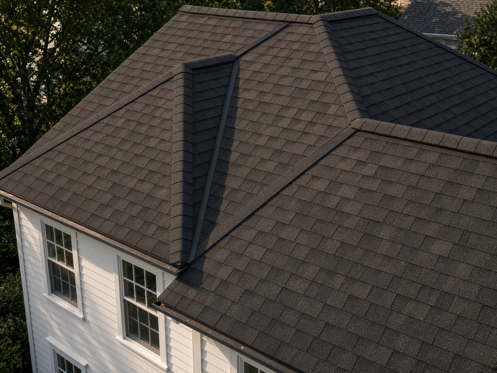 Newly installed architectural shingle roof