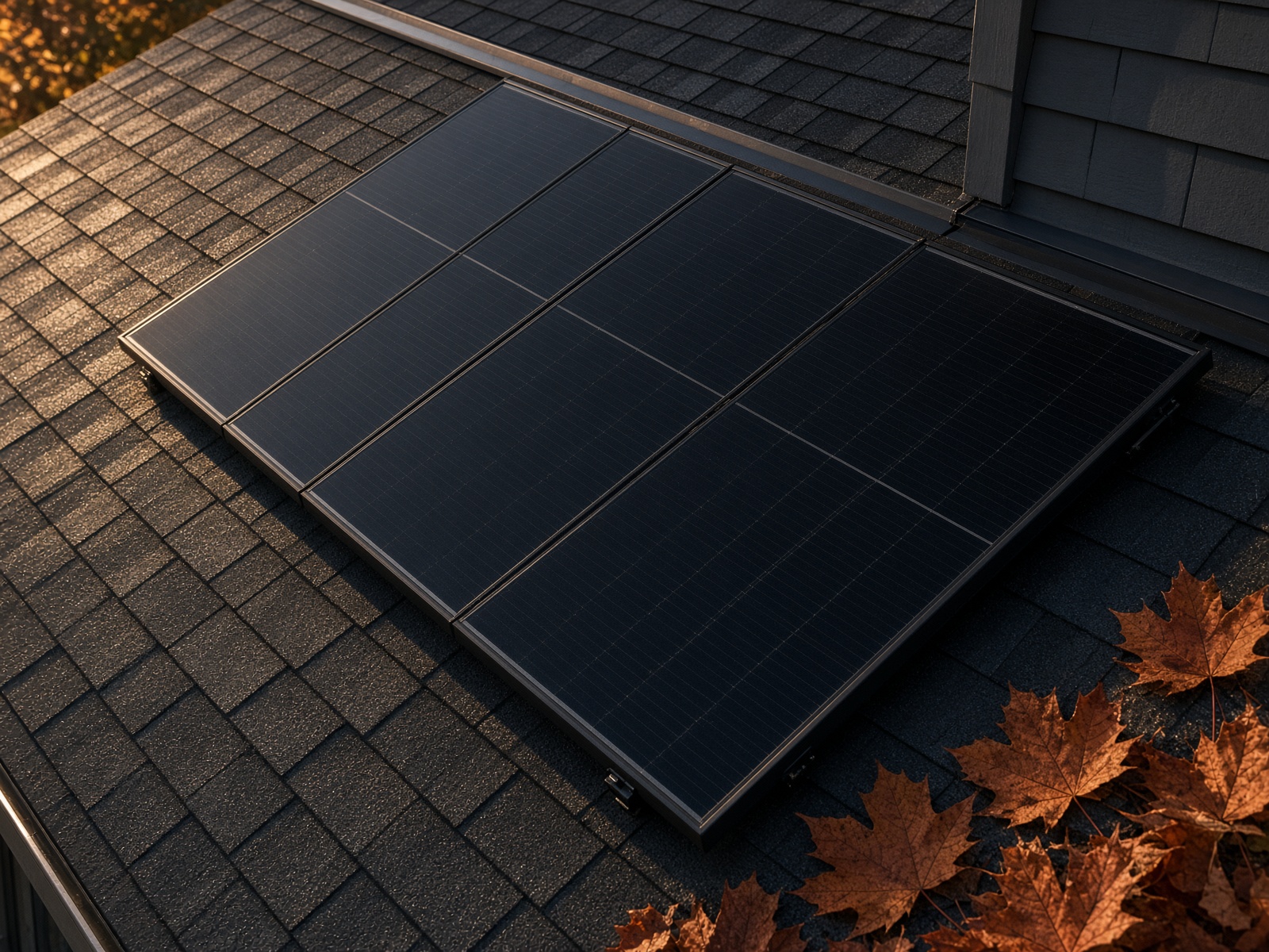 All-black solar panels on a New England roof